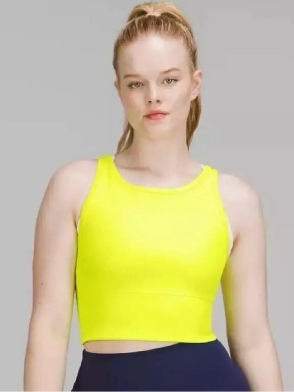 lululemon athletica Neon Yellow Power Pivot Cropped Tank Top